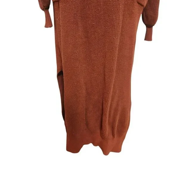 Natural Life Sweater Dress Small Medium Rust Orange Brown Ribbed Midi - Picture 2 of 13
